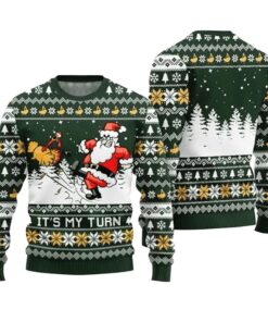 Funny It's My Turn Santa Turkey Ugly Thanksgiving Sweater 