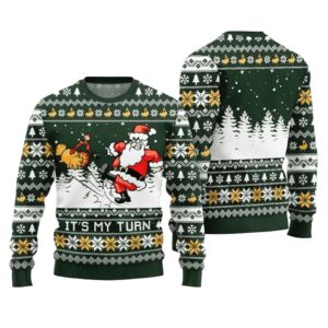 Alternative view of Funny It's My Turn Santa Turkey Ugly Thanksgiving Sweater - Grishko.com