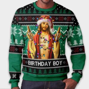 Alternative view of Funny Jesus Birthday Ugly Christmas Sweater