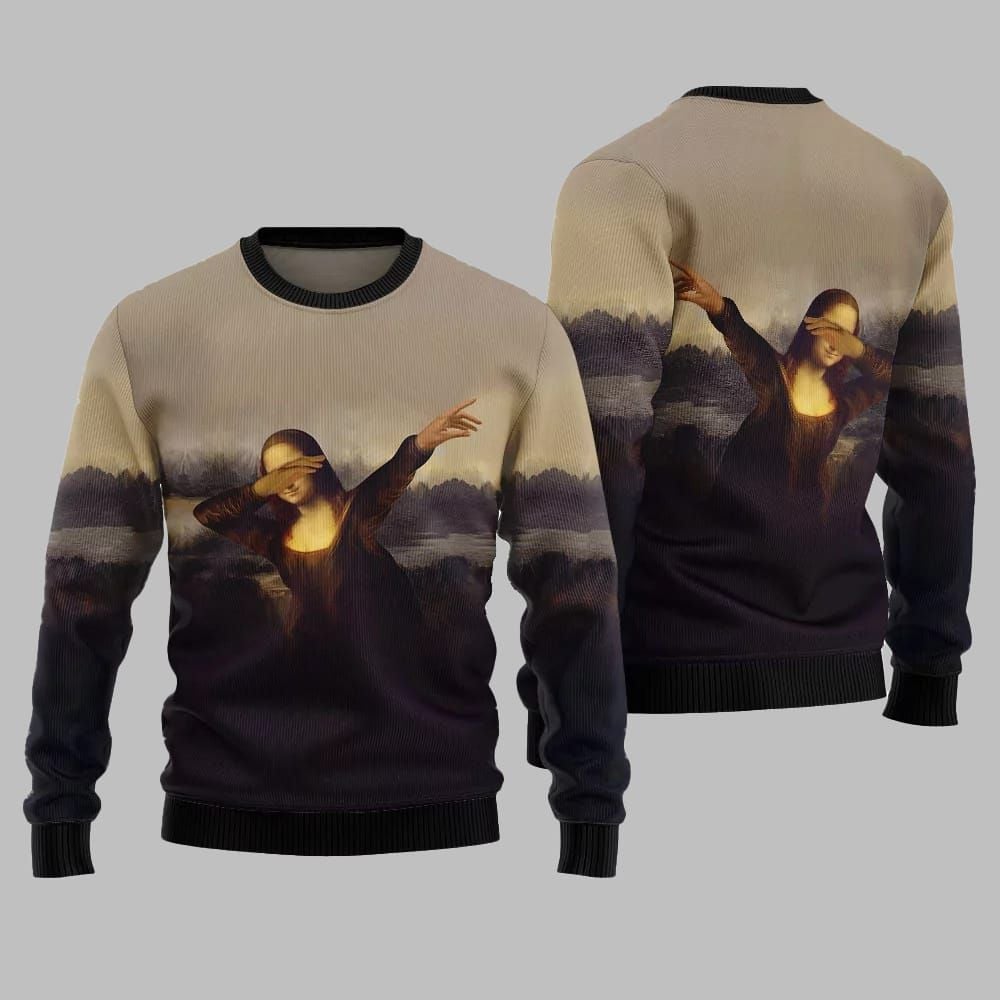 Funny Mona Lisa Ugly Sweater Christmas 2025 - Grishko.com