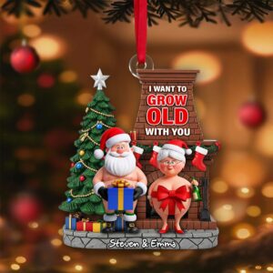 Funny Old Couple Ornament - Personalized Christmas Gift For Couple 02NALU190825