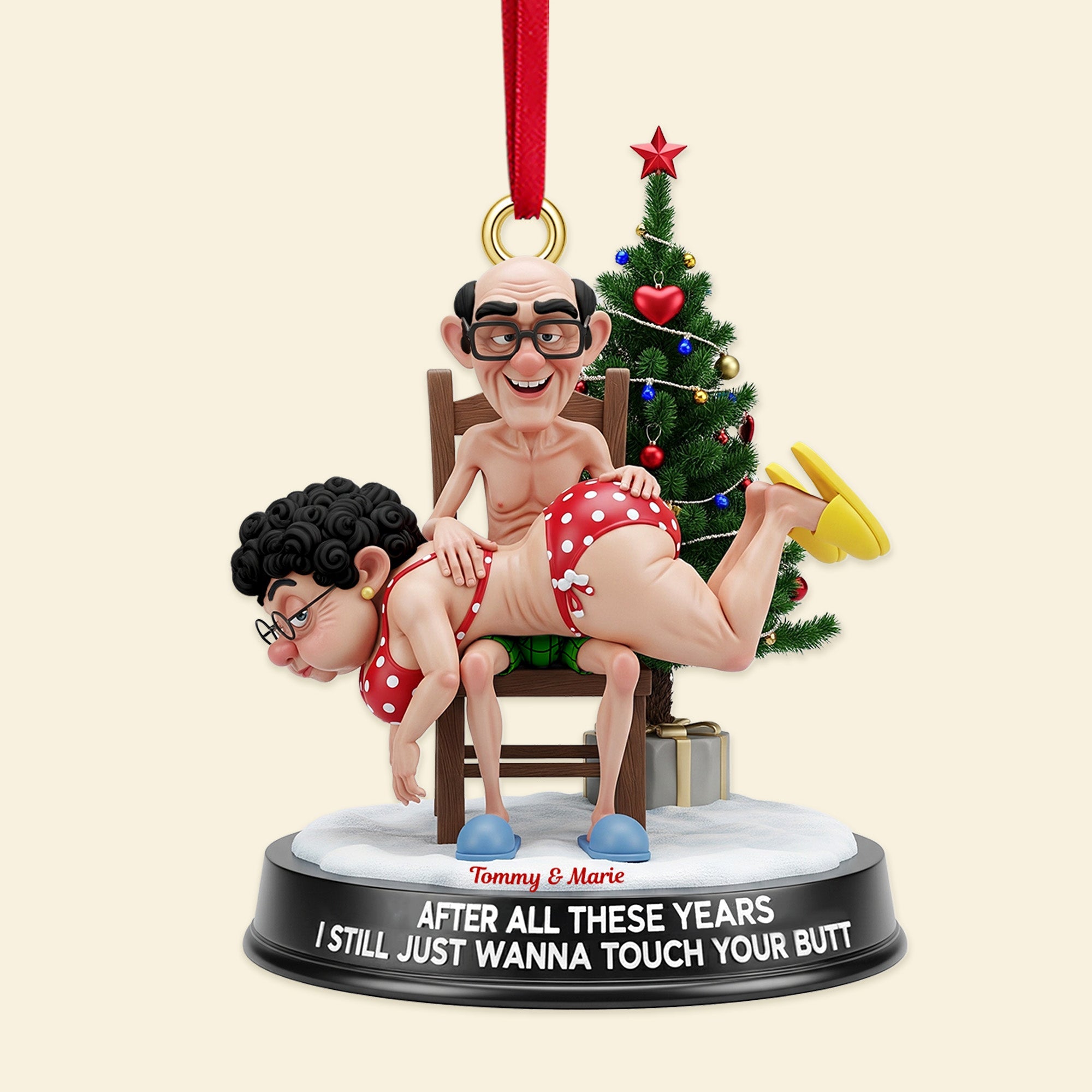 Funny Old Couple Ornament - Personalized Gift For Couple Christmas Ornament 02NAMG250925 - Image 3