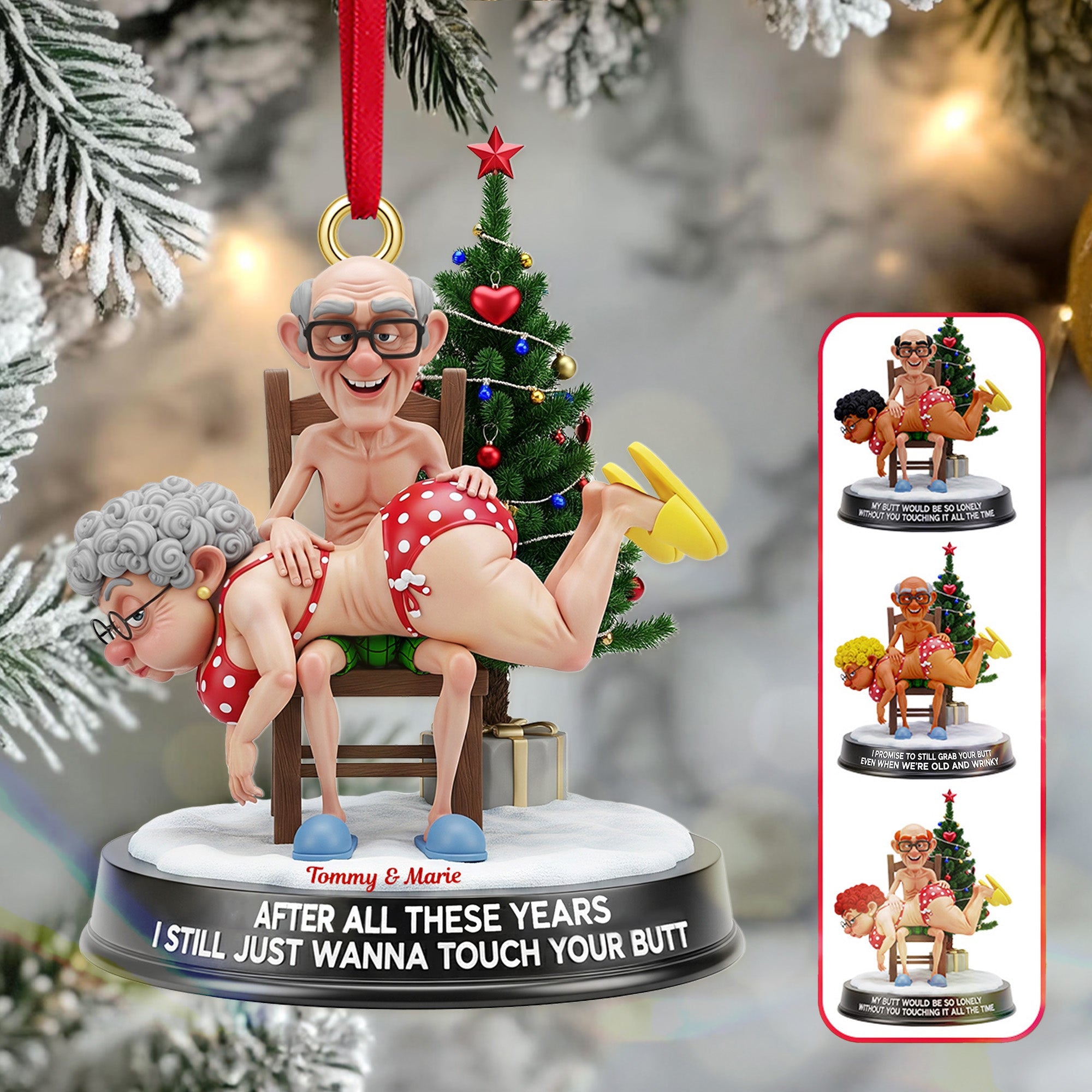 Funny Old Couple Ornament - Personalized Gift For Couple Christmas Ornament 02NAMG250925