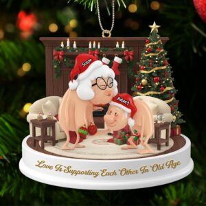 Funny Old Couple Ornament - Personalized Gifts For Couple Christmas Ornament 06NATI231025