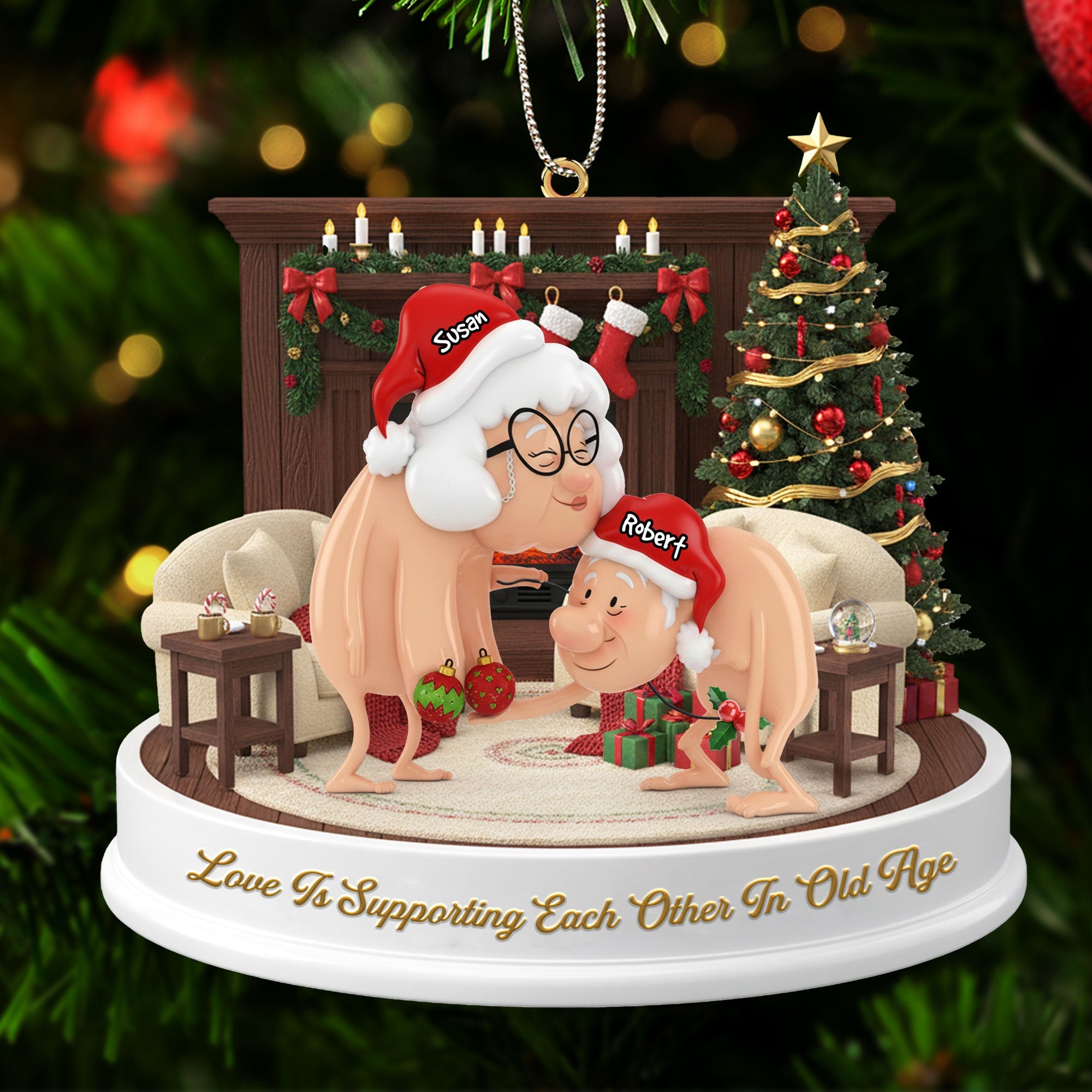 Funny Old Couple Ornament - Personalized Gifts For Couple Christmas Ornament 06NATI231025