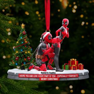 Funny Red Masked Couple Ornament - Personalized Gifts For Couple 03ohlu150925