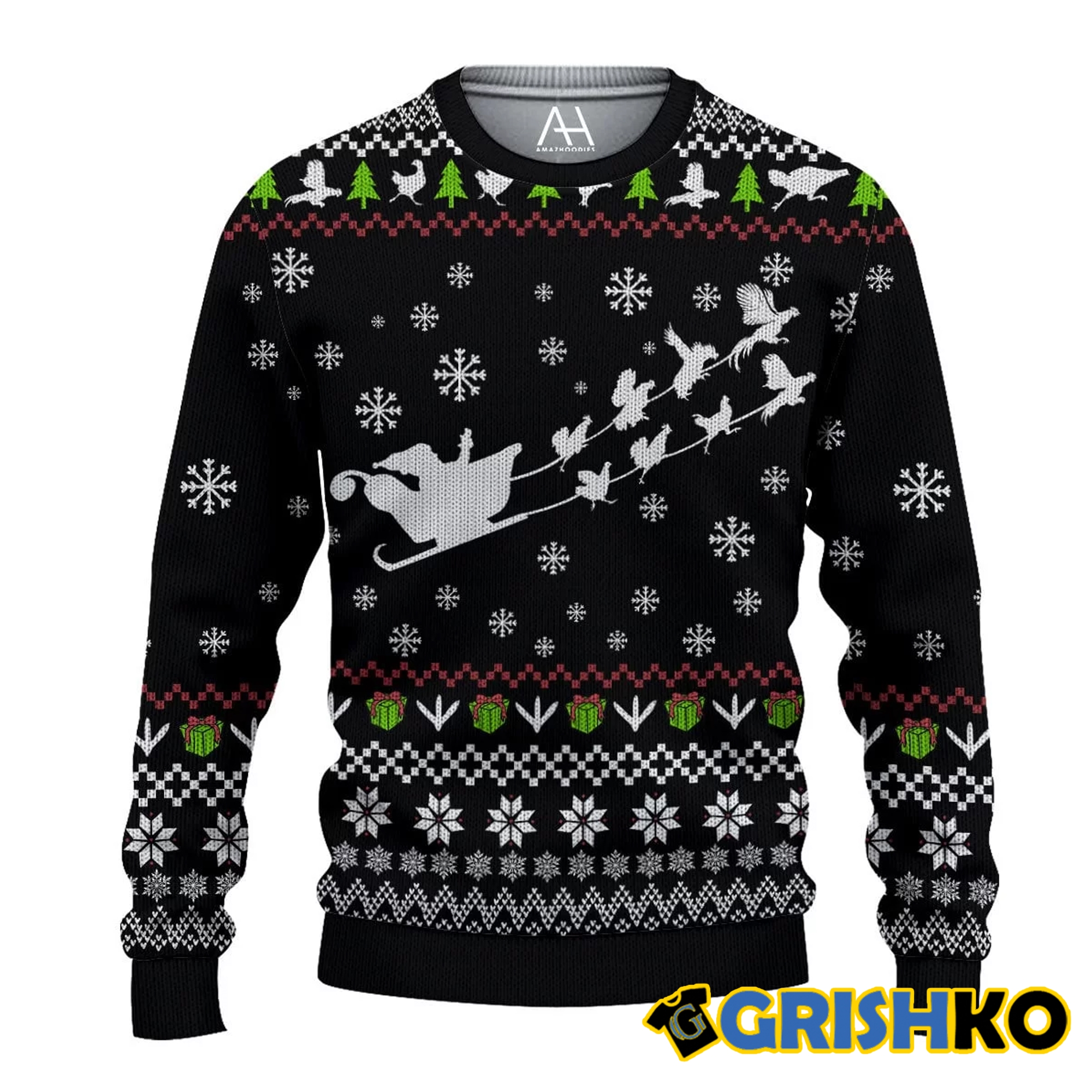 Funny Rooster Christmas Ugly Sweater - Grishko.com