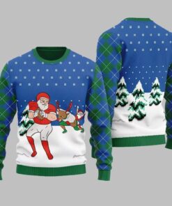 Funny Santa Football Ugly Sweater 2025 Christmas 