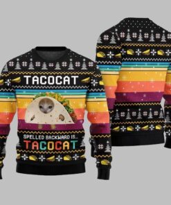 Funny Spelled Backward Is TacoCat Ugly Sweater 2025 Christmas 
