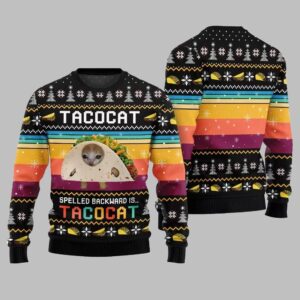 Funny Spelled Backward Is TacoCat Ugly Sweater 2025 Christmas - Grishko.com