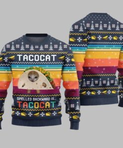 Alternative view of Funny Spelled Backward Is TacoCat Ugly Sweater 2025 Christmas 