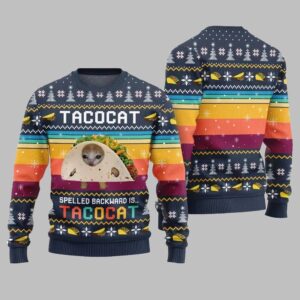 Alternative view of Funny Spelled Backward Is TacoCat Ugly Sweater 2025 Christmas - Grishko.com