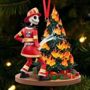 Alternative view of Funny Spooky Firefighter Ornament - Personalized Gifts For Firefighter 06huti071025