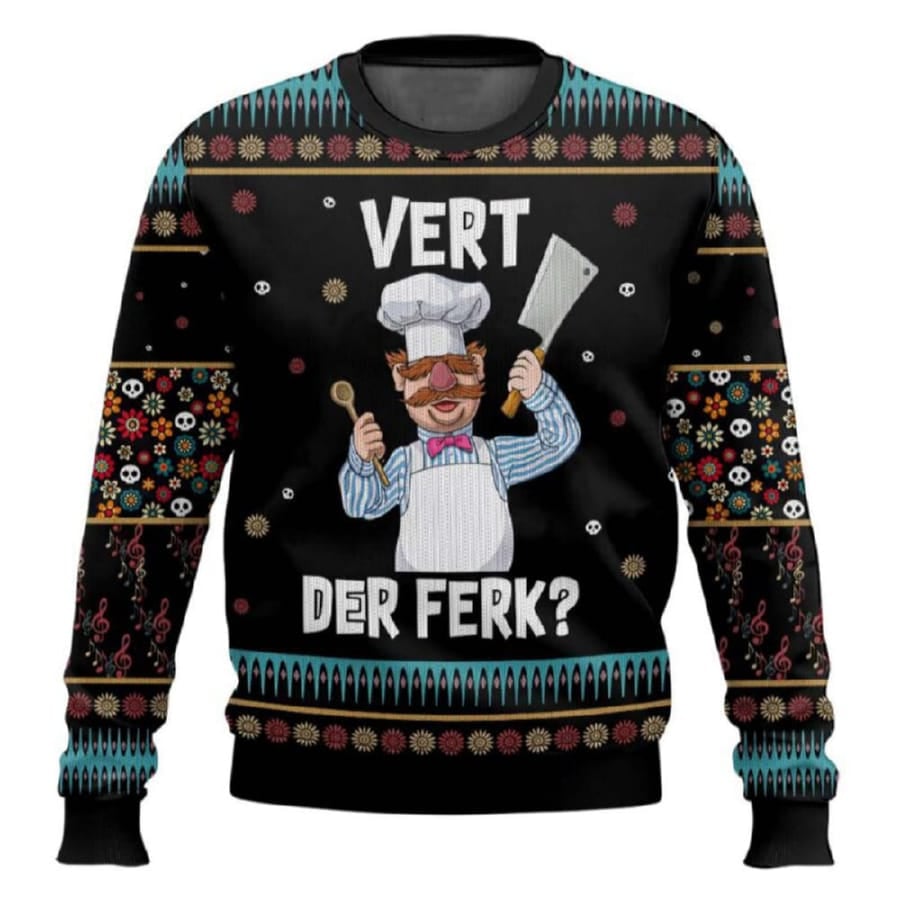 Funny Swedish Chef Vert Der Ferk Ugly Christmas Sweater
