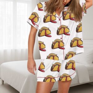 Alternative view of Funny TACO He Always Chickens Out Political Humor Satin Pajama Set For Women