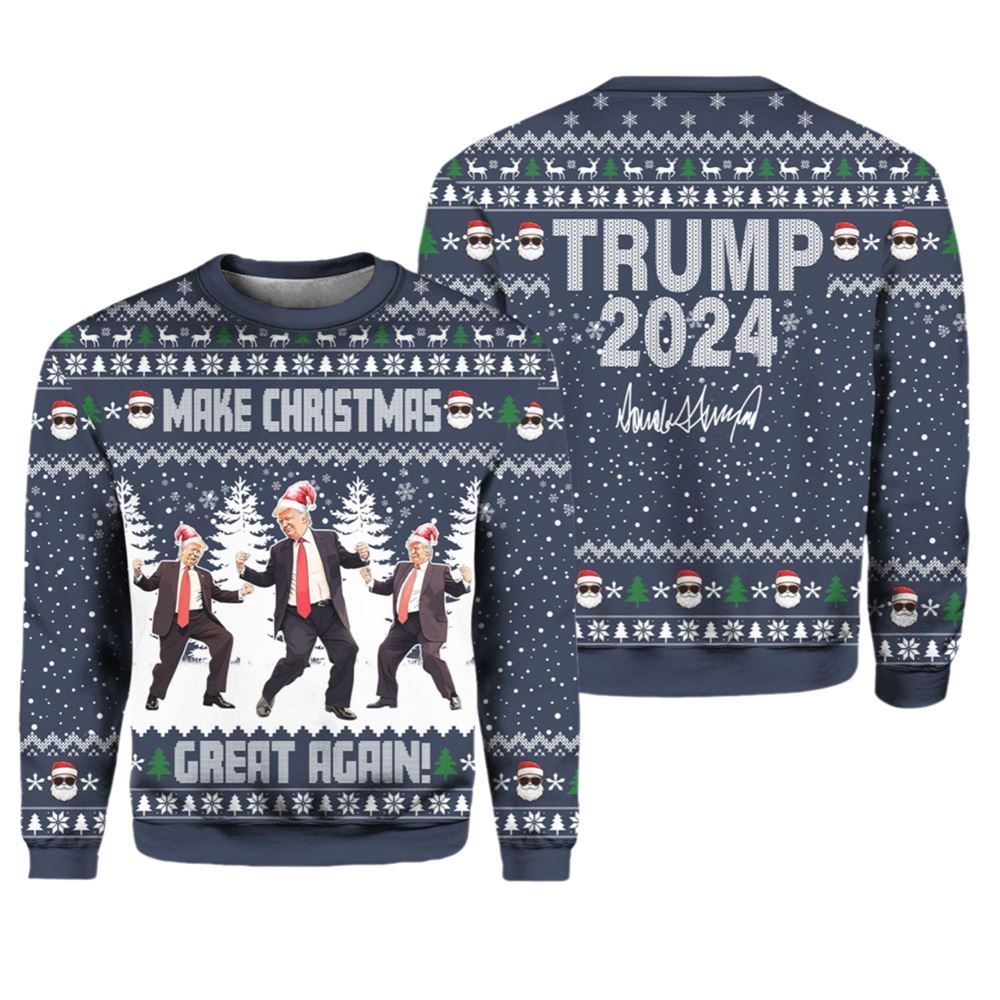 Funny Trump Dancing Make Christmas Great Again Ugly Sweater - Grishko.com