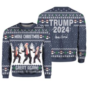 Alternative view of Funny Trump Dancing Make Christmas Great Again Ugly Sweater - Grishko.com