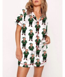 Funny Trump Santa Christmas Print Pajama Set