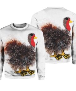 Funny Turkey Art Print Knit Pullover Sweater 
