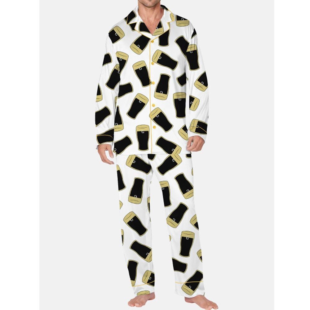 G Black Beer Satin Pajama Set For Men - Image 3