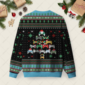 Alternative view of Gamepad Christmas Tree Ugly Christmas Fuzzy Fleece Sweatshirt