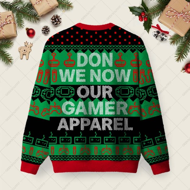 Alternative view of Gamer Ugly Christmas Fuzzy Fleece Sweatshirt