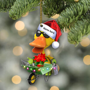 Gardening Duck  - Personalized Christmas Ornament- Christmas Gift For Gardeners