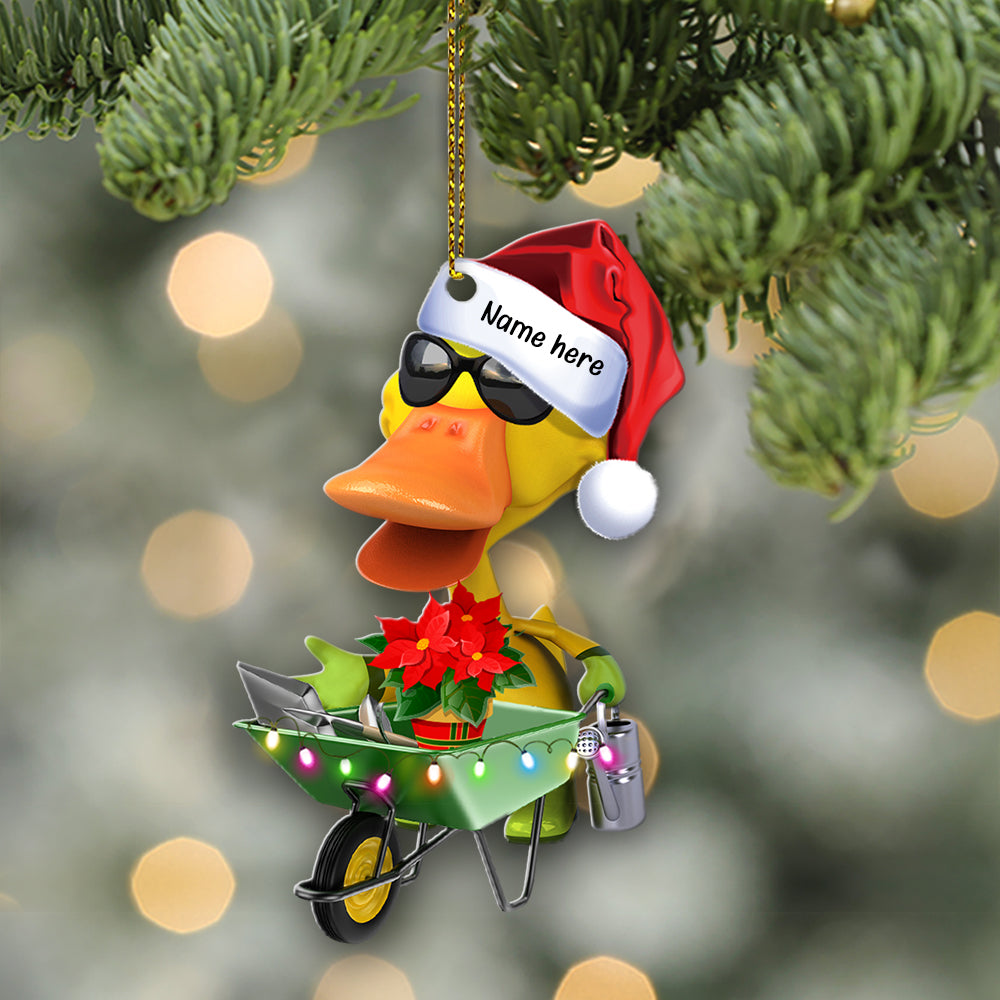 Gardening Duck  - Personalized Christmas Ornament- Christmas Gift For Gardeners