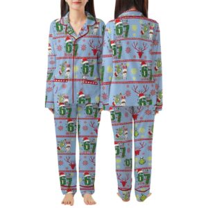 Alternative view of Gen Alpha Six Seven 67 Meme Funny Pajama Set