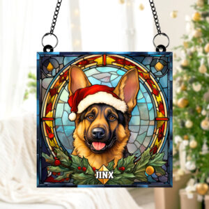 Alternative view of German Shepherd Dog Christmas Acrylic Suncatcher Ornament 01HUTN100924 Gifts For Dog Mom Or Dog Dad