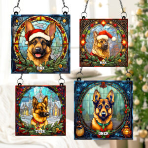 German Shepherd Dog Christmas Acrylic Suncatcher Ornament 01HUTN100924 Gifts For Dog Mom Or Dog Dad