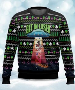 Get In Loser Alien Kidnaps Santa Claus Ugly Christmas Sweater