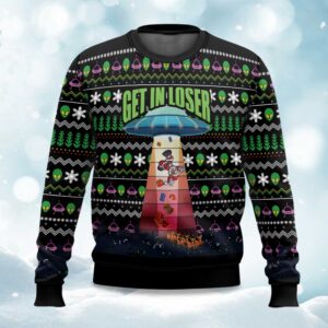 Get In Loser Alien Kidnaps Santa Claus Ugly Christmas Sweater