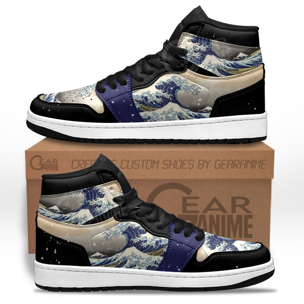 Kanagawa Great Wave J1s Sneakers Anime Custom