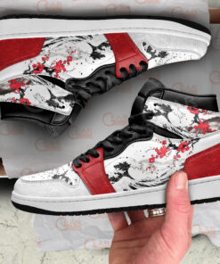 Alternative view of Sakura Mixed Kanagawa Great Wave J1s Sneakers Anime Custom