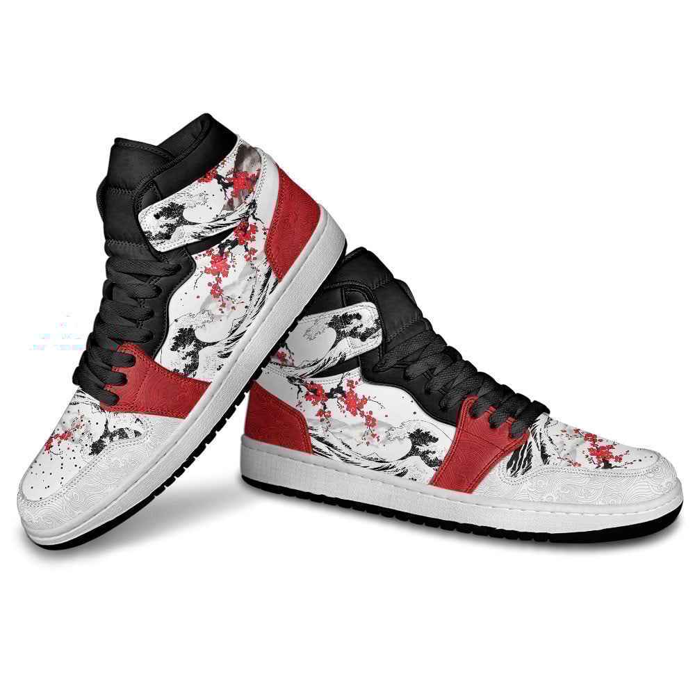 Sakura Mixed Kanagawa Great Wave J1s Sneakers Anime Custom - Image 4