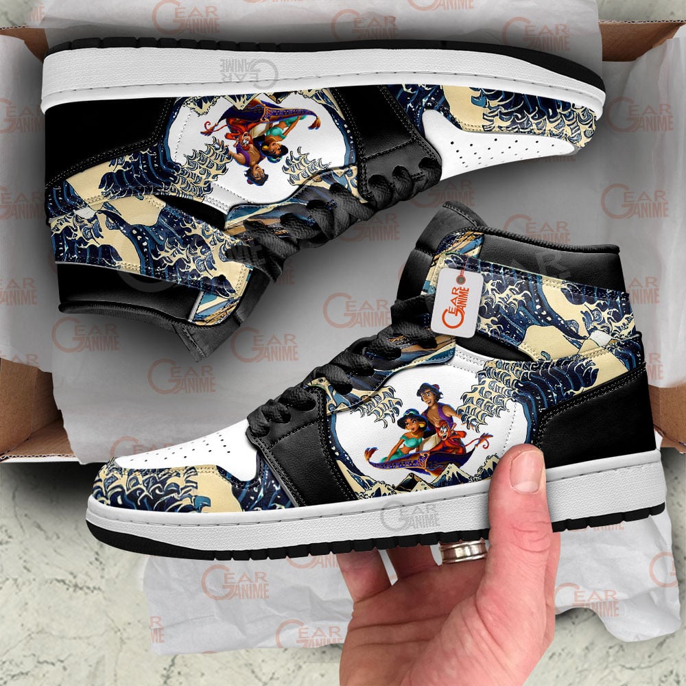 Jasmine and Aladdin Kanagawa Great Wave J1s Sneakers - Image 2