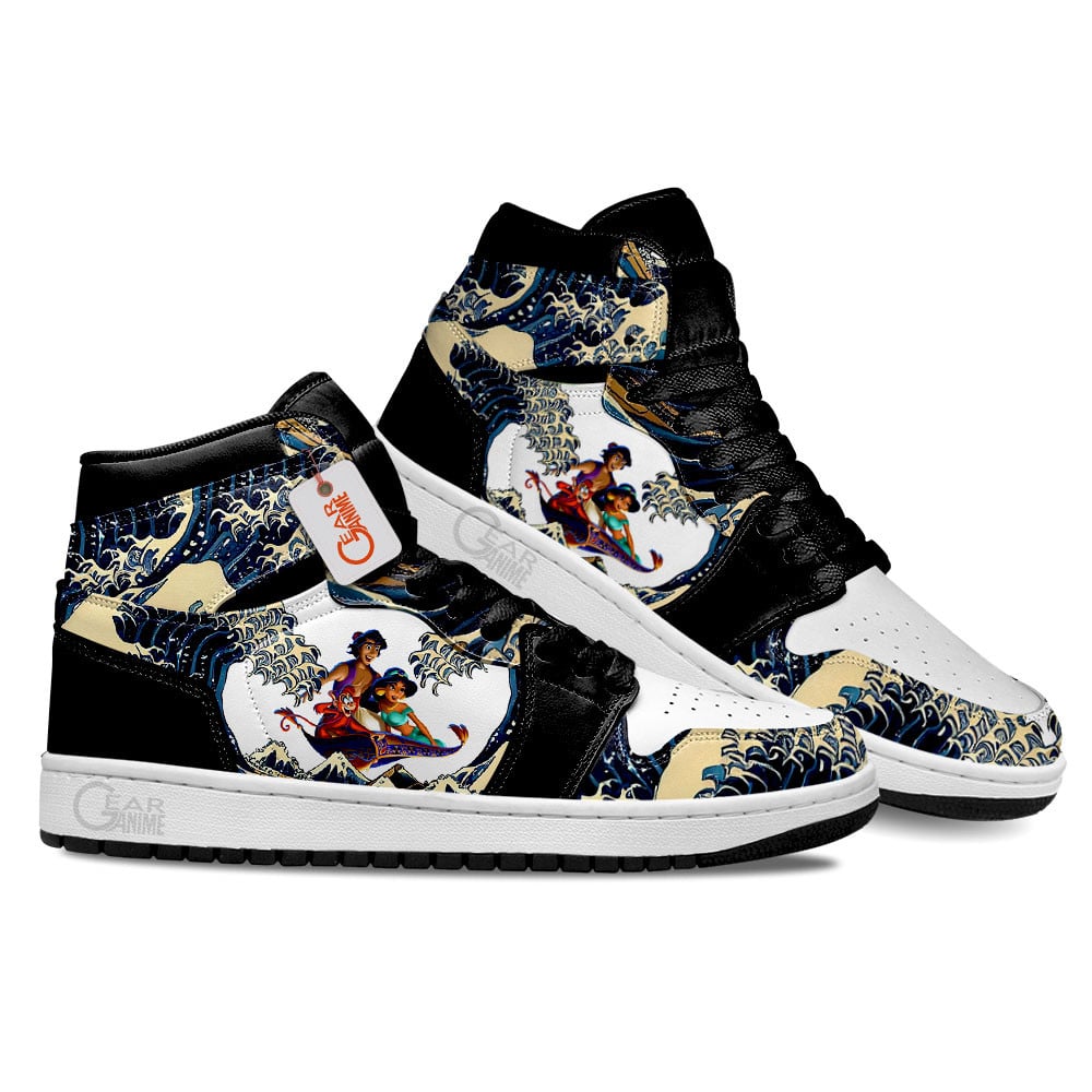 Jasmine and Aladdin Kanagawa Great Wave J1s Sneakers - Image 3