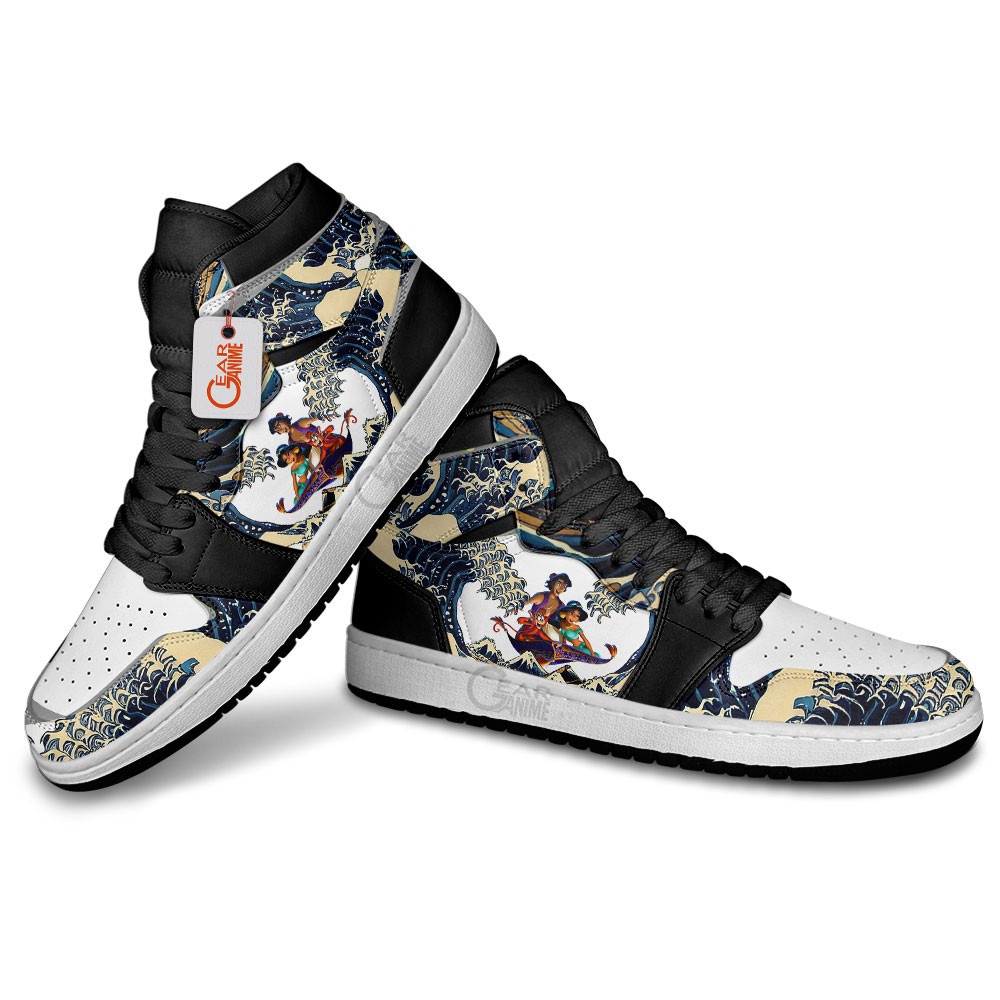 Jasmine and Aladdin Kanagawa Great Wave J1s Sneakers - Image 4