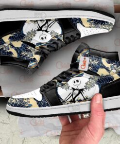 Alternative view of Jack Skellington Kanagawa Great Wave J1s Sneakers