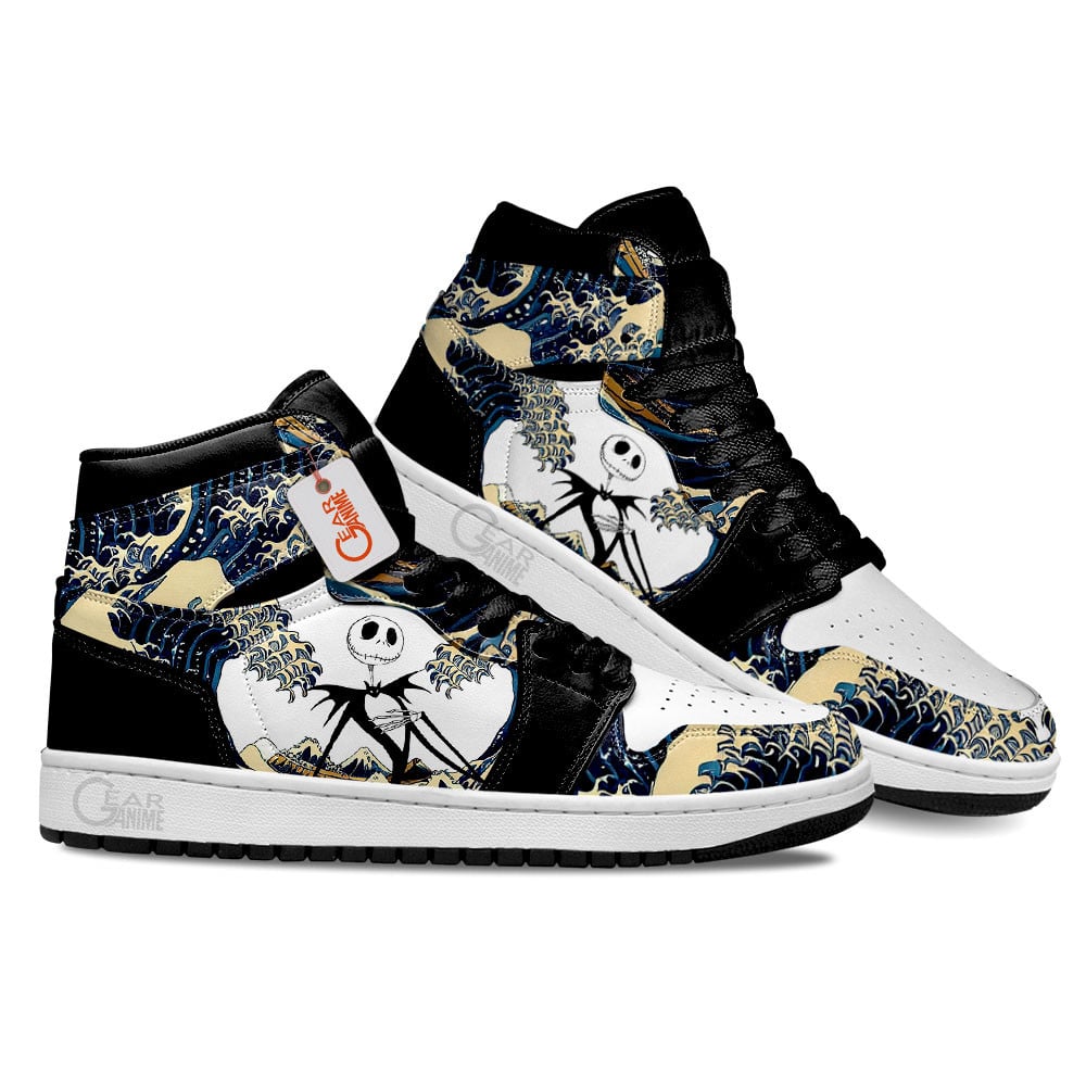 Jack Skellington Kanagawa Great Wave J1s Sneakers - Image 3