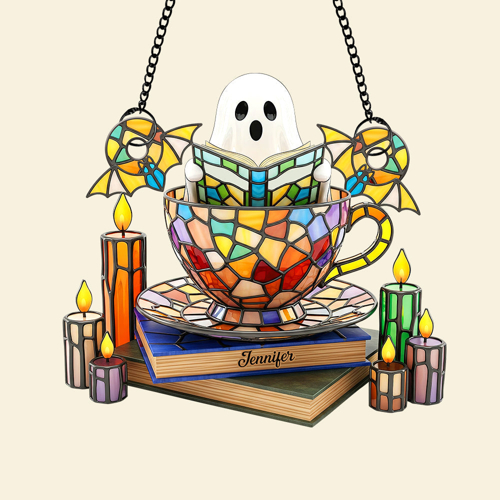 Ghost Tea Cup Suncatcher Ornament – Personalized Gifts For Book Lovers 04naqn120825 - Image 4