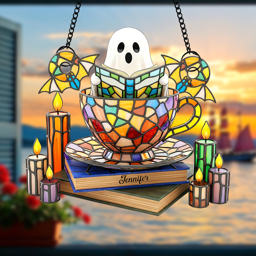 Ghost Tea Cup Suncatcher Ornament – Personalized Gifts For Book Lovers 04naqn120825 - Image 3