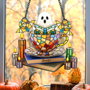 Alternative view of Ghost Tea Cup Suncatcher Ornament – Personalized Gifts For Book Lovers 04naqn120825