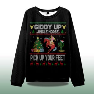 Alternative view of Giddy Up Jingle Horse Pick Up Your Feet Ugly Christmas Sweater