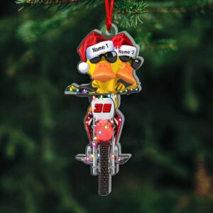 Gift For Motocross Lovers, Personalized Ornament, Motocross Duck Ornament, Christmas Gift
