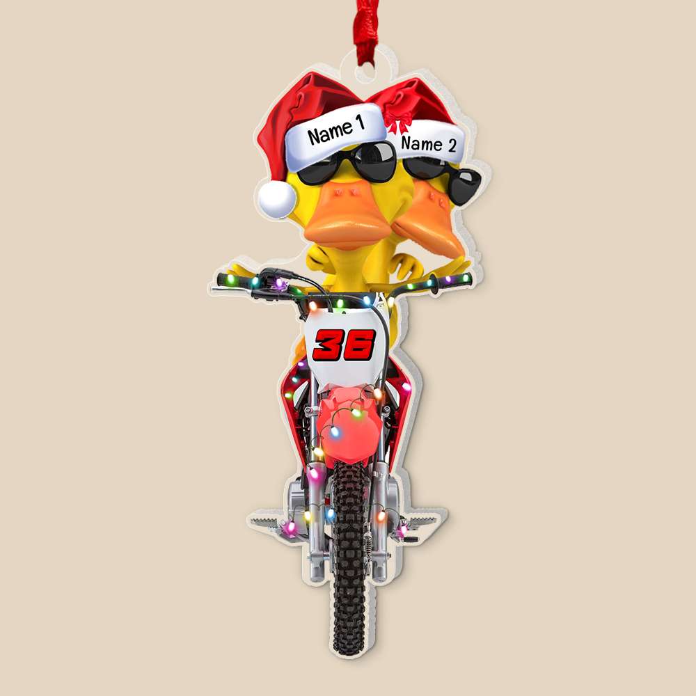 Gift For Motocross Lovers, Personalized Ornament, Motocross Duck Ornament, Christmas Gift - Image 6