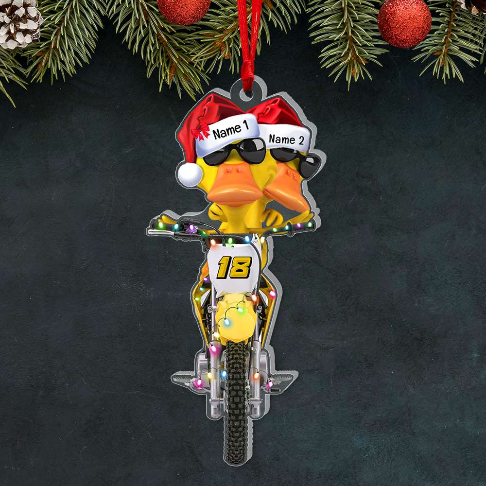 Gift For Motocross Lovers, Personalized Ornament, Motocross Duck Ornament, Christmas Gift - Image 4