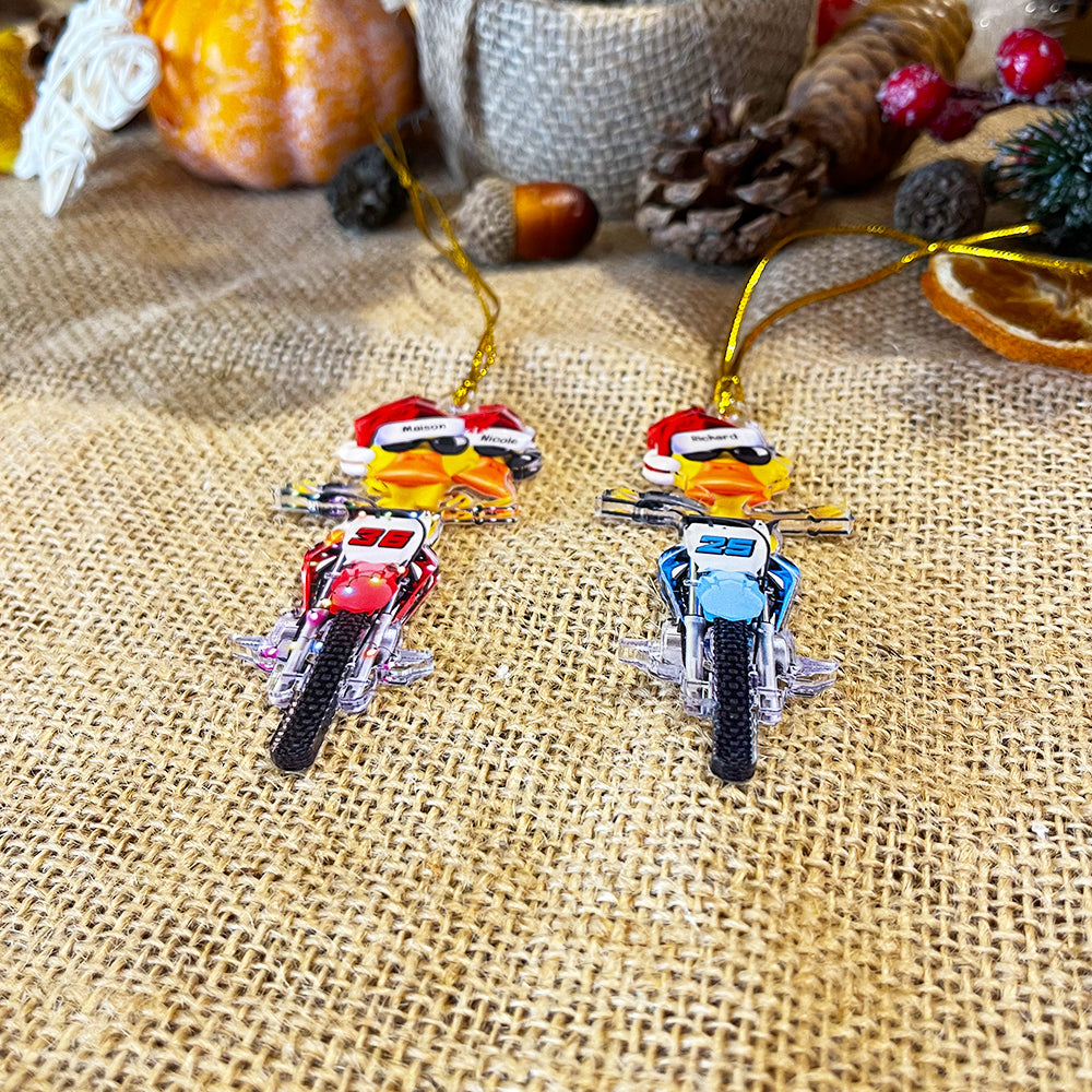 Gift For Motocross Lovers, Personalized Ornament, Motocross Duck Ornament, Christmas Gift - Image 3