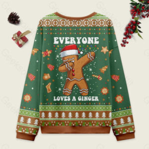 Alternative view of Gingerbread Dabbing Dance Christmas Green Ugly Christmas Fuzzy Fleece Sweatshirt
